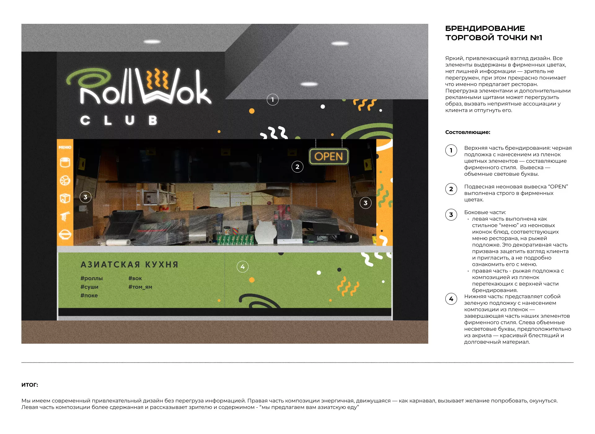 Брендирование торговых точек суши-бара «Roll Wok Club» в Северо-Курильске