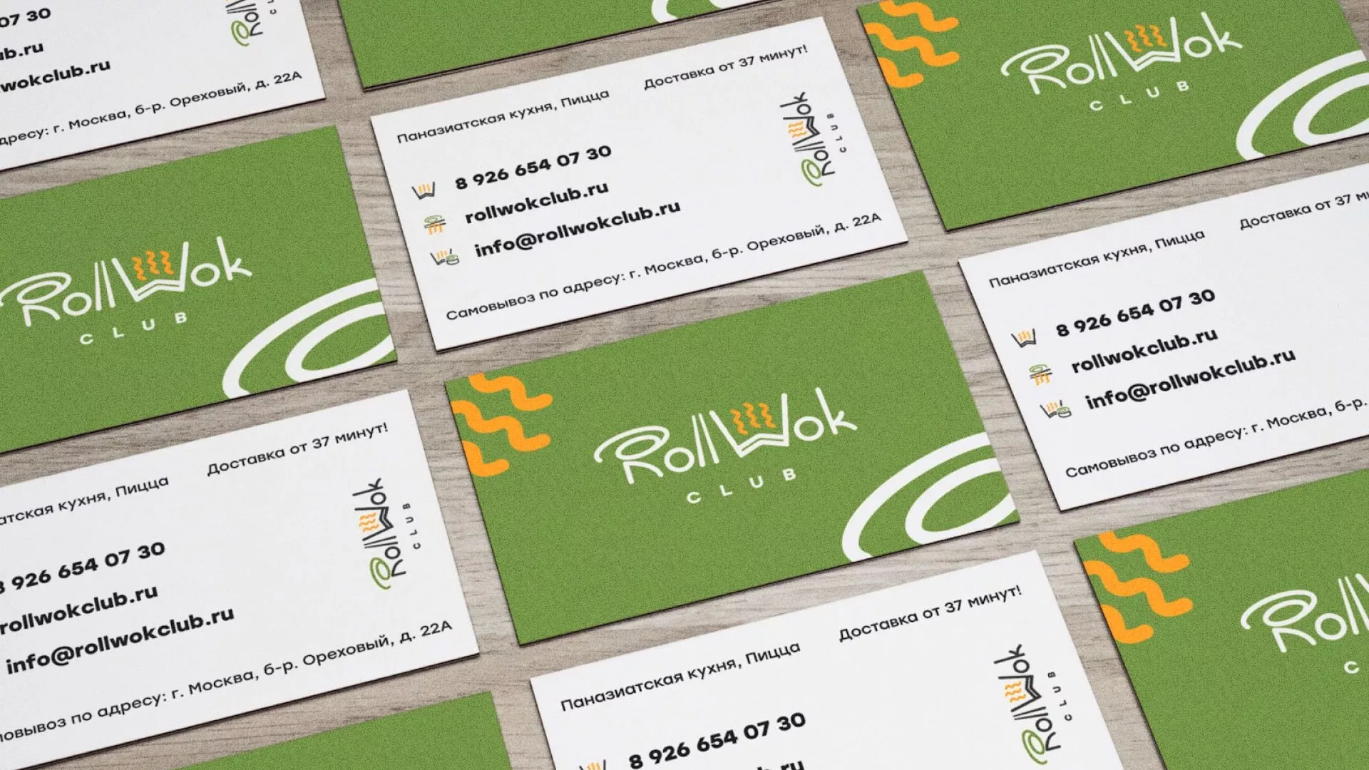 Разработка дизайна визиток суши-бара «Roll Wok Club» в Северо-Курильске
